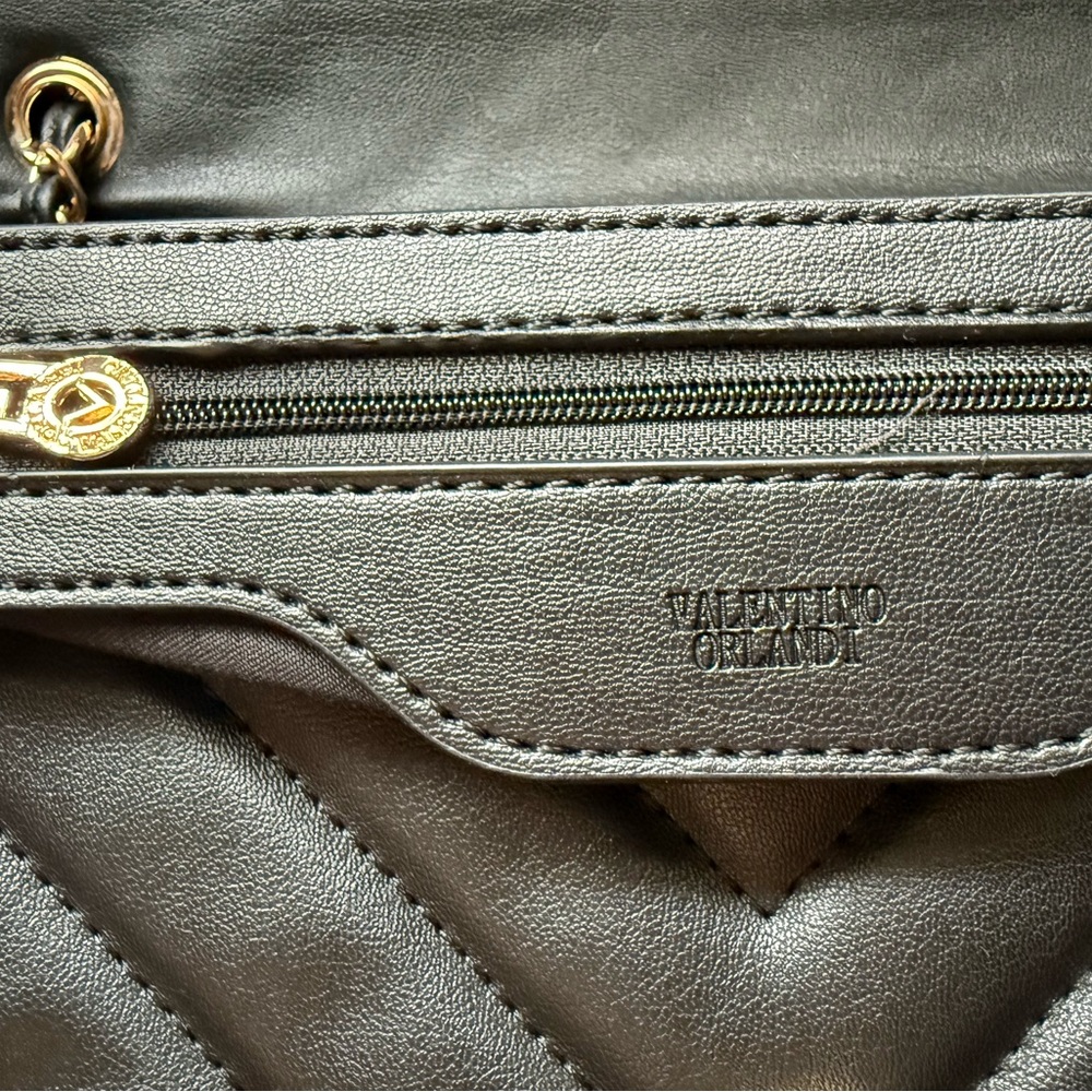 Valentino Black Chevron Shoulder Bag - Picture 4 of 9